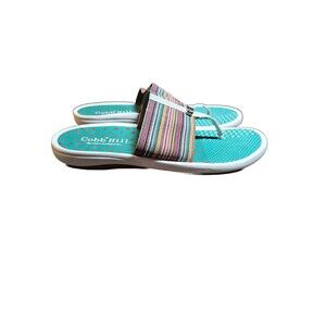 Cobb Hill Women's Flip Flop Aqua Multicolor SIZE 7M Beach Casual Summer NICE